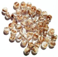 50 8mm Topaz, White, and Crystal Marble Round Glass Beads